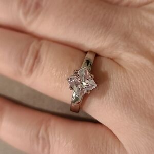 Diamond shape cubic zirconia stainless steel ring